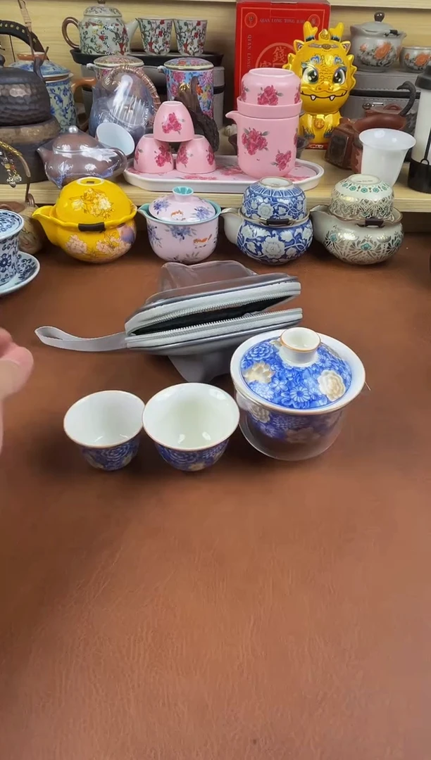 陶瓷茶具摆件旅行套组