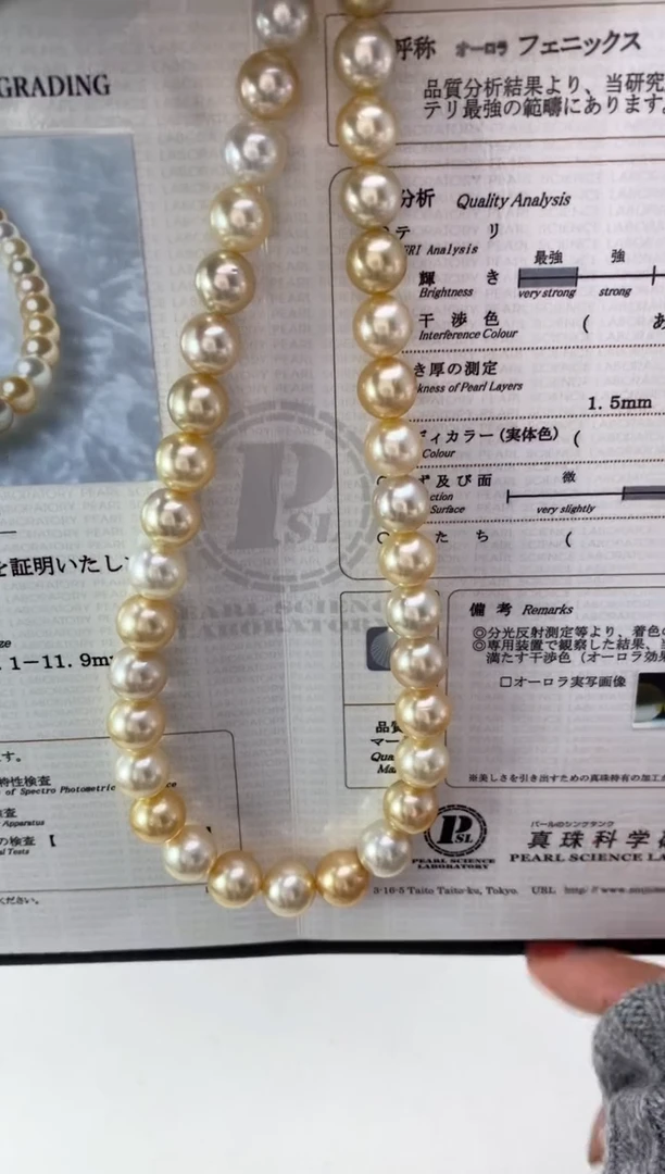 【闪购商品】海水珍珠项链未镶嵌9-11.9mm金白混彩SK凤凰
