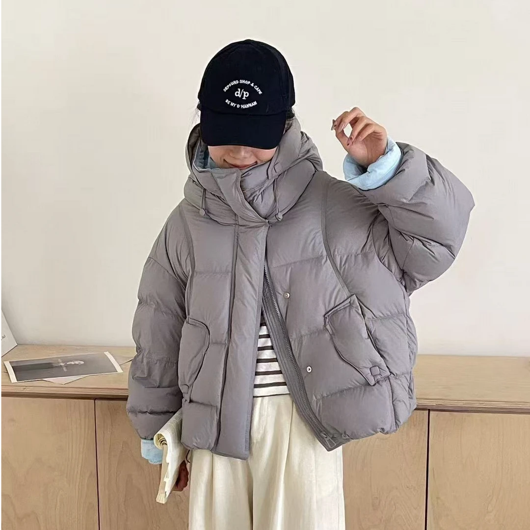 2024冬季羽绒服女短款外套连帽保暖小个子外套设计感简约B823