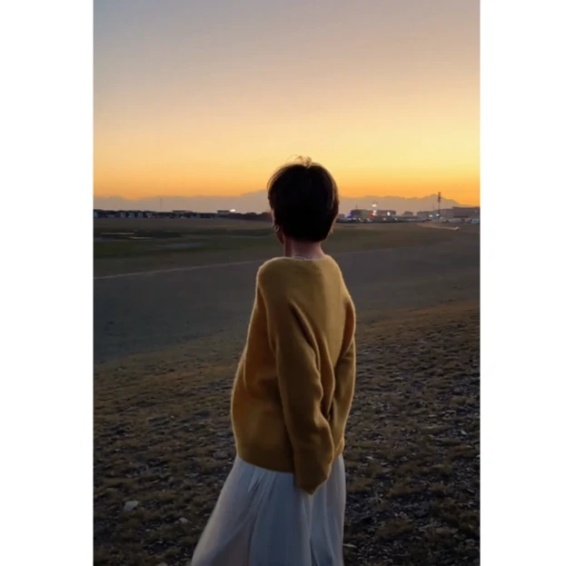 【落日余晖】桑蚕丝羊绒宽松软糯V领松弛感针织衫25319002