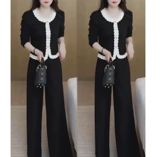 2025春季新款网红同款洋气气质韩版潮流休闲上衣裤子两件套乖e1