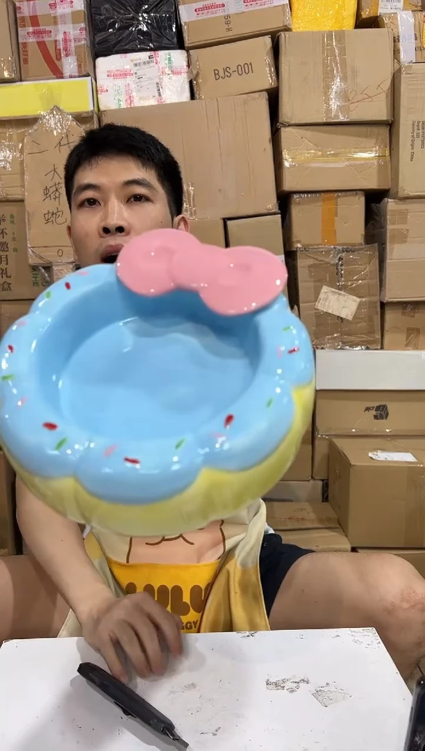瓷片甜甜圈猫碗 陶瓷
