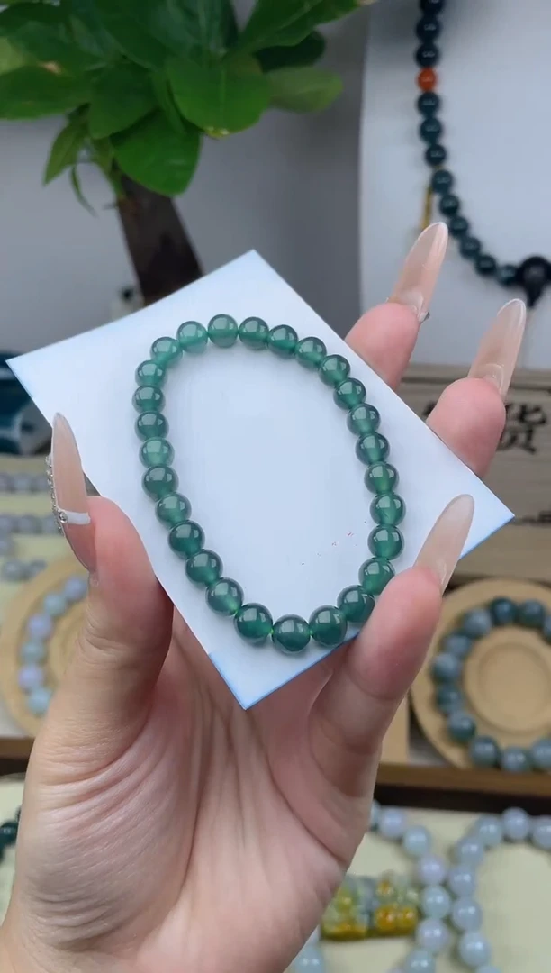 未镶嵌手串翡翠7mm 冰种深绿翡翠手串 多样性发一
