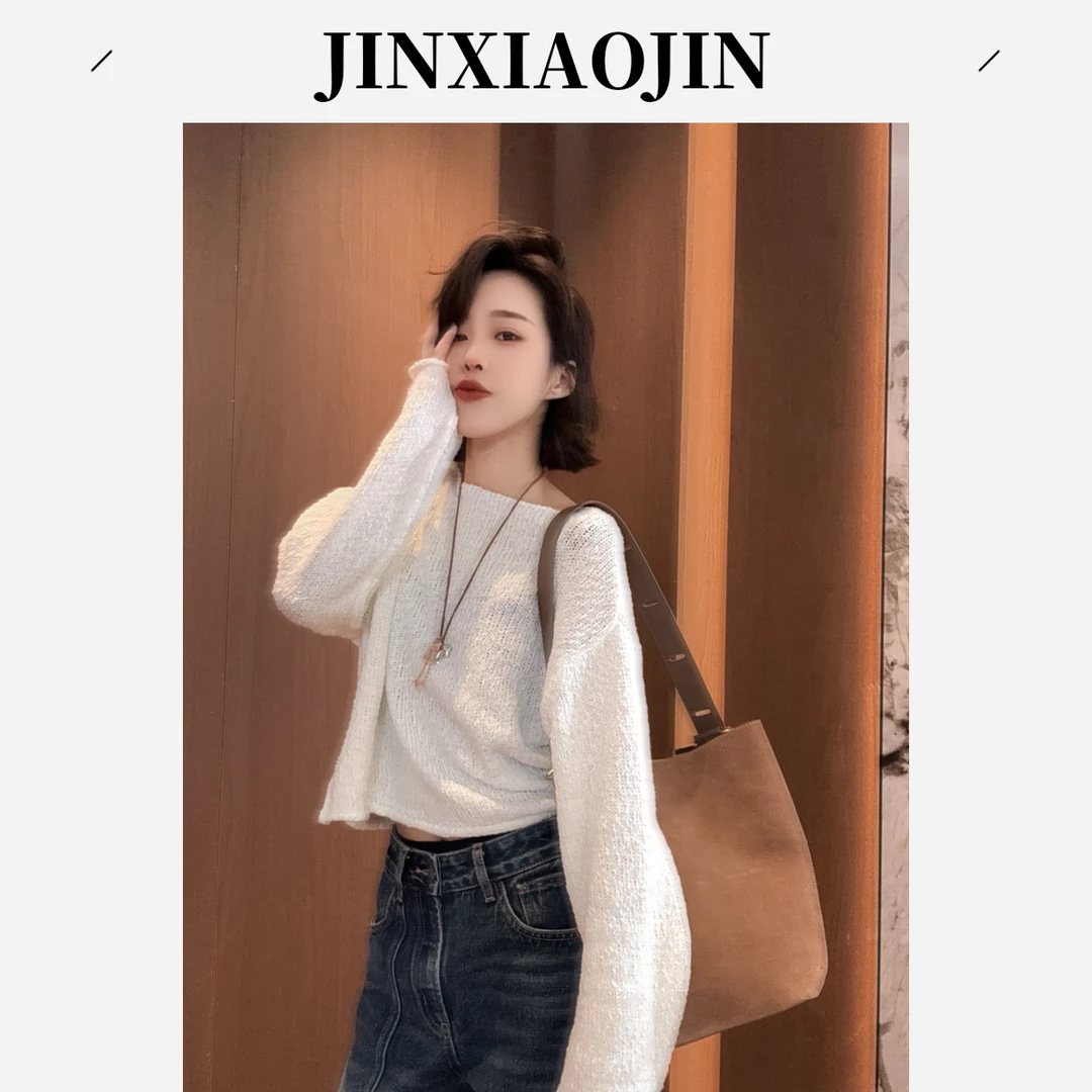 【JINXIAOJIN】秋冬新款简约圆领洋气百搭针织毛衣