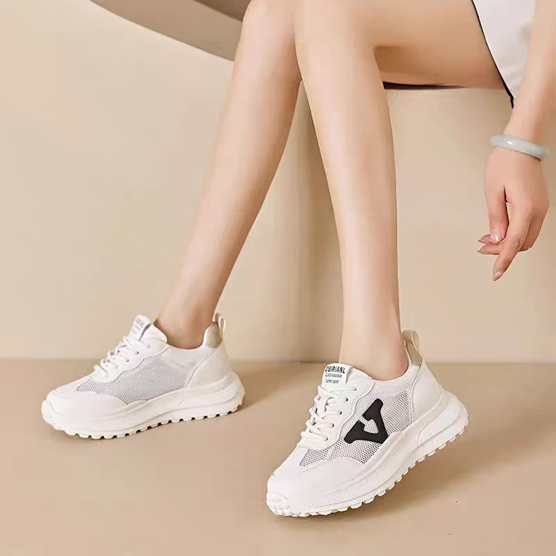 夏季网面潮流休闲风爆款运动鞋女鞋增高韩版老爹鞋厚底小白鞋