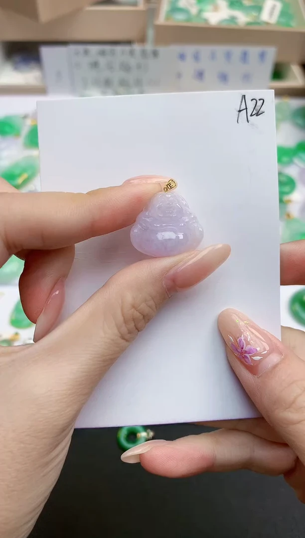 颈饰18K金镶嵌翡翠天然缅甸A货翡翠