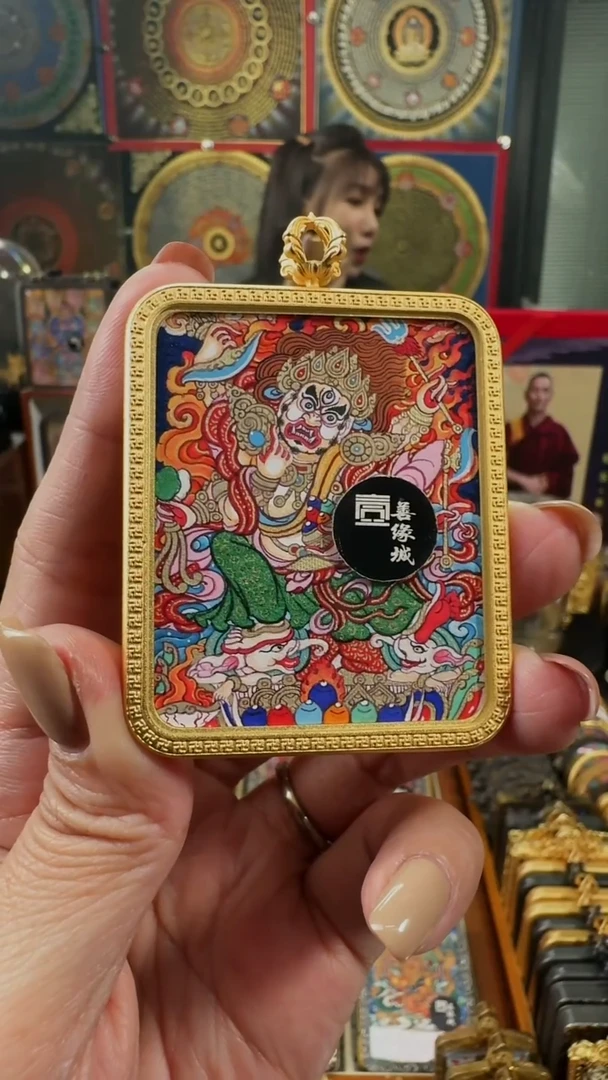 吊坠 壹善缘城手绘唐卡白六臂