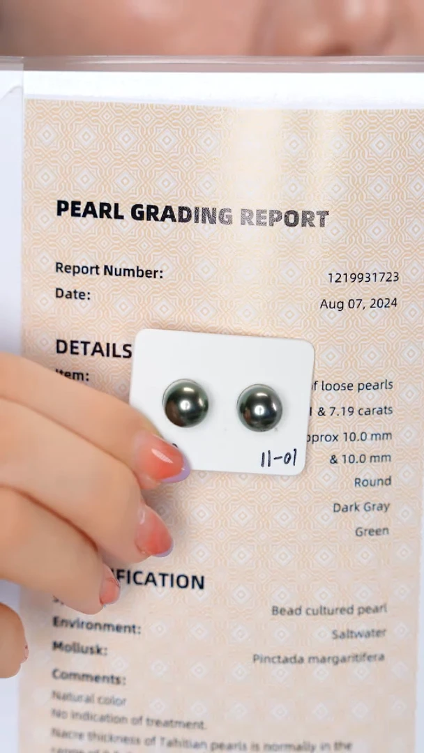 裸珠海水珍珠黑珠裸珠（吉尔德大证）