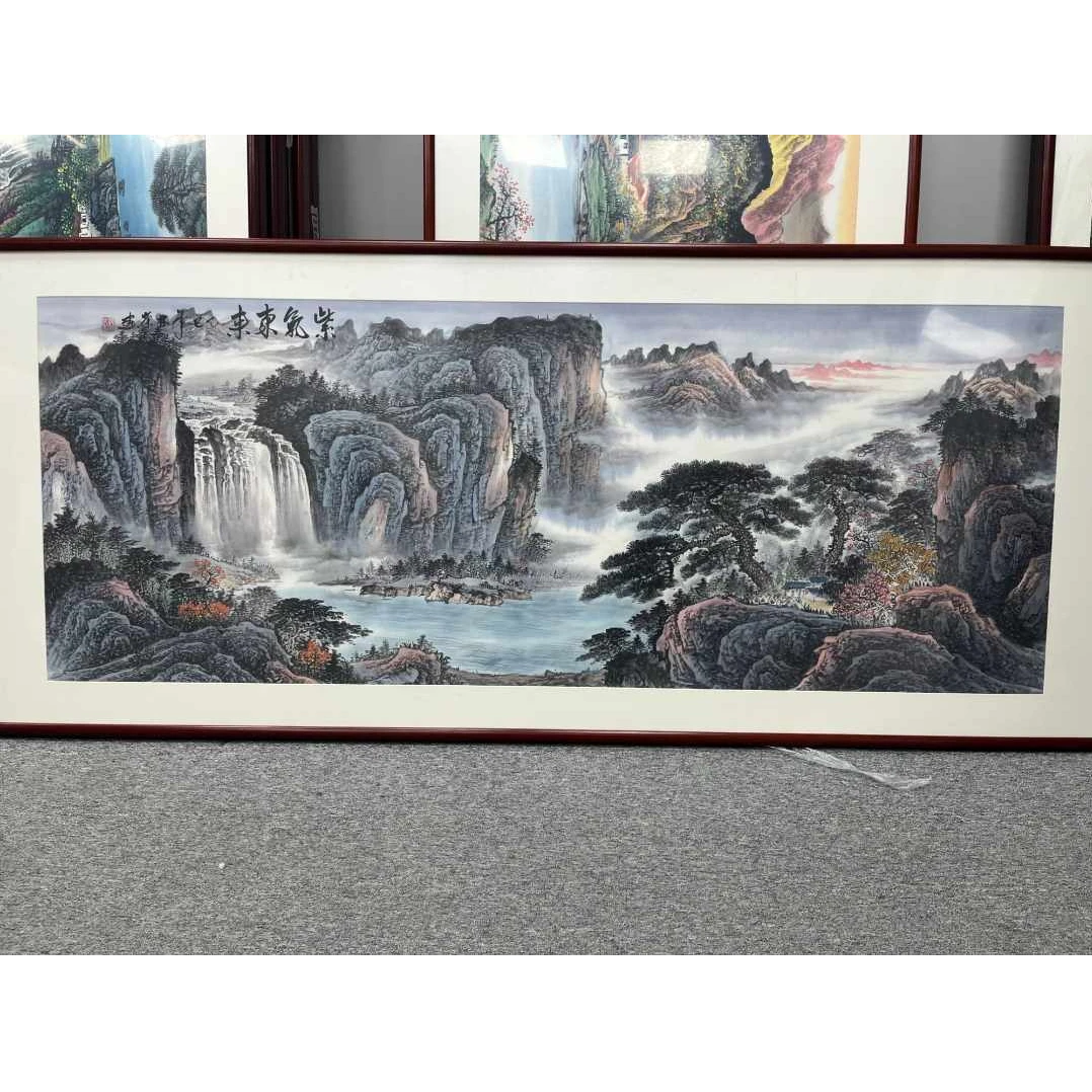 手绘【紫气东来】 国画山水画客厅办公室挂画16-2