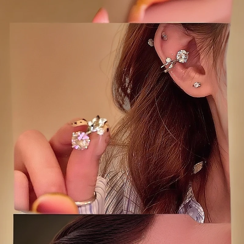 合金耳饰 小灯泡闪锆耳骨夹无耳洞耳夹耳饰女气质耳环锆石耳夹ins