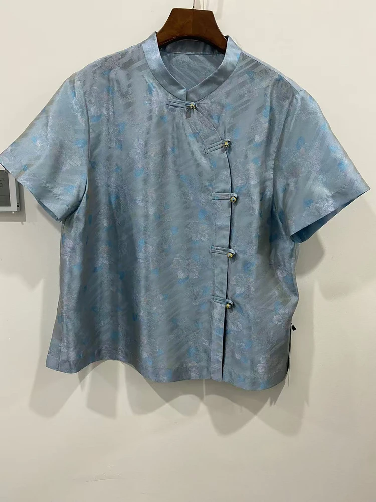 新款真丝浮光锦上衣25527