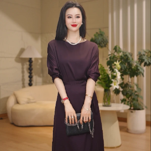 【慕风】高定款一字肩净版连衣裙24041247-1