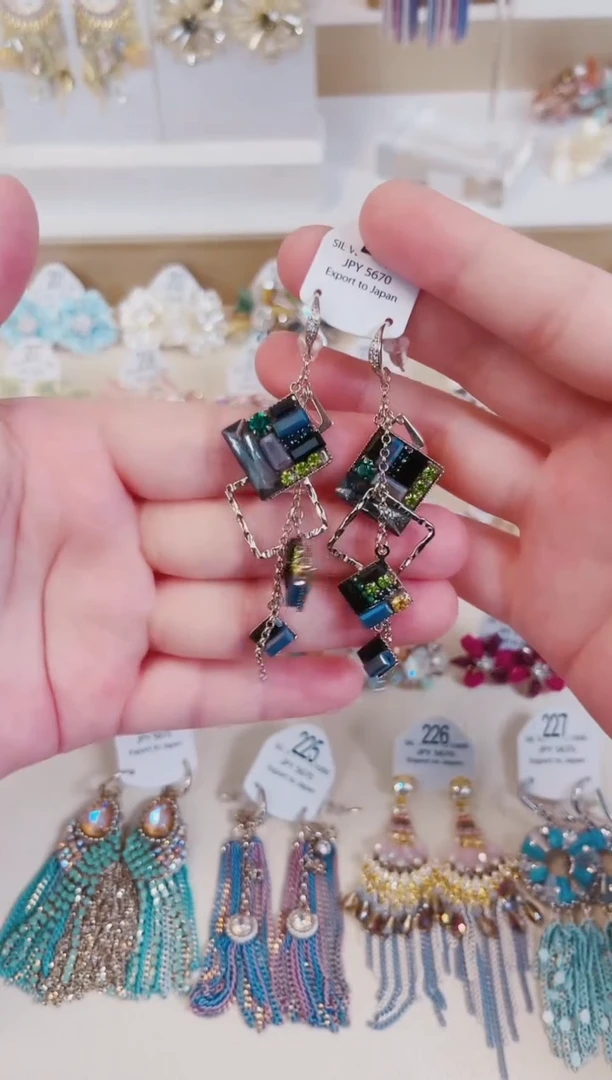 铜合金925银无黑色方块流苏耳环