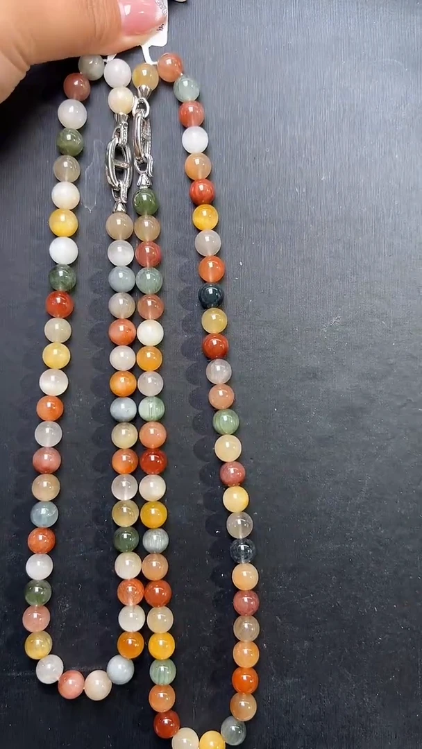 颈饰未镶嵌水晶彩兔毛项链9mm+ JP57641 多样性发一