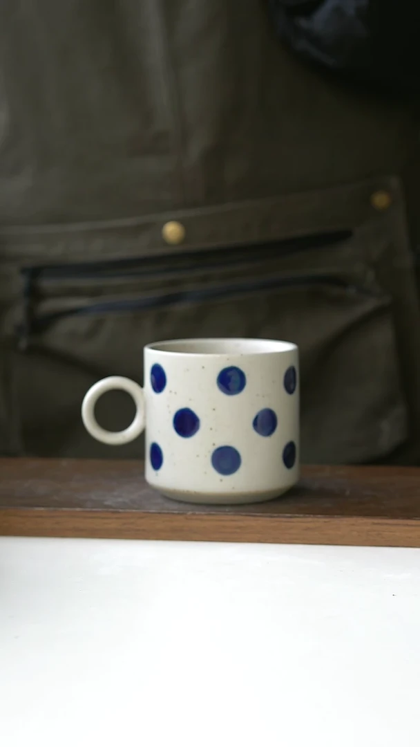 【闪购商品】陶瓷粗陶手绘蓝宝石咖啡杯280ml@4-2@