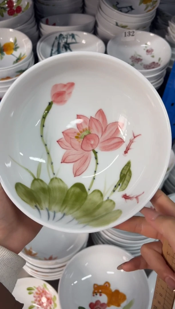 瓷片景德镇高温陶瓷食品级手绘釉中彩-大胖碗