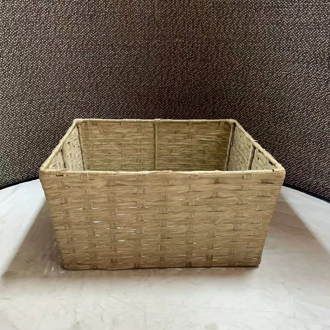 3641瑕疵款 长29宽29高14cm 家用编织收纳筐方形桌面简约储物篮子