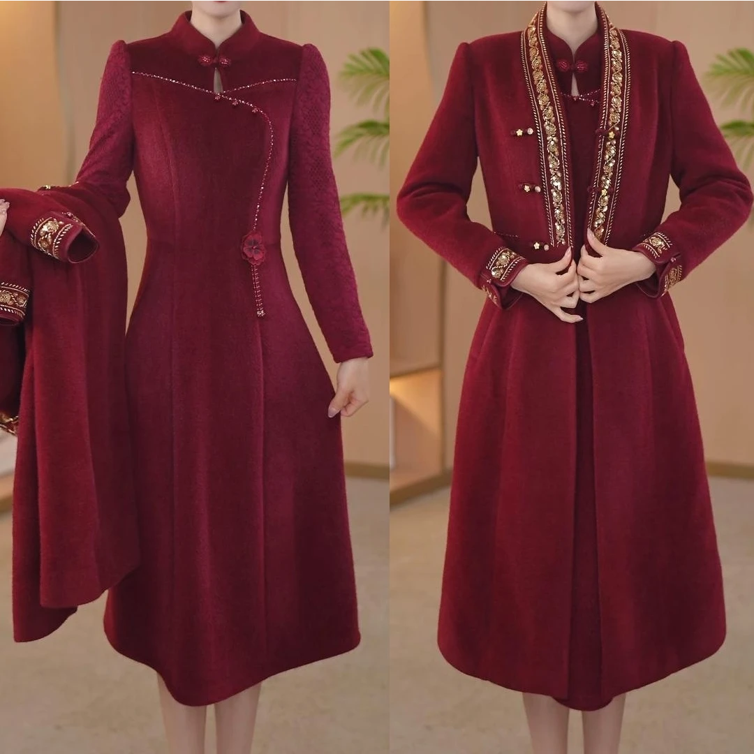 【宸紫女装】1231冬季时尚两件套连衣裙新款遮肚子显瘦洋气