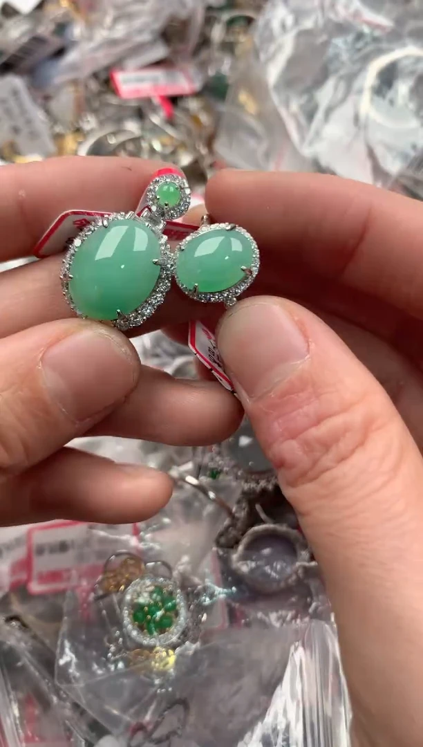 银S925镶嵌戒指翡翠999----9