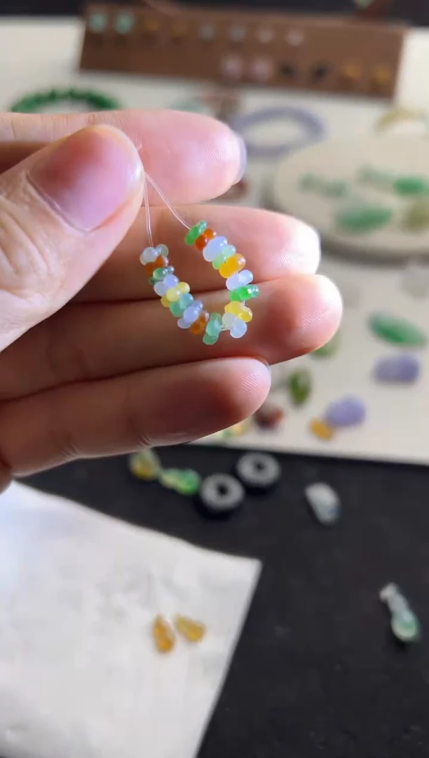 定制翡翠未镶嵌多彩桂花一组280+28-lmh187