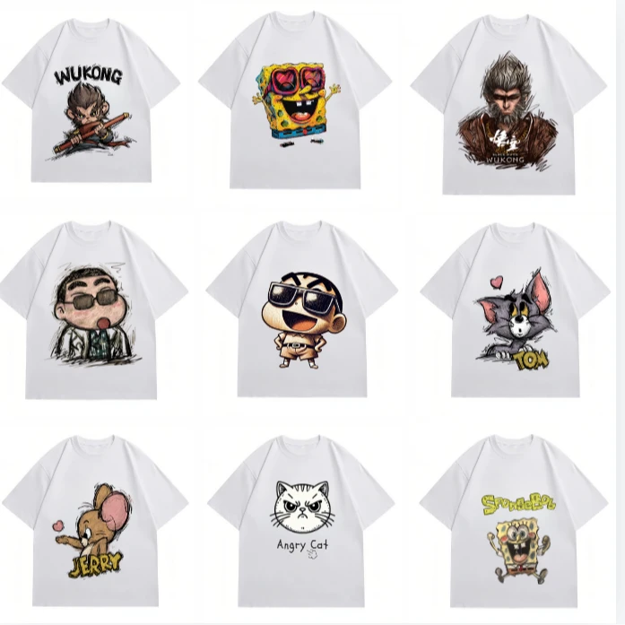 宽松100%纯棉数码打印t恤重磅打底衫