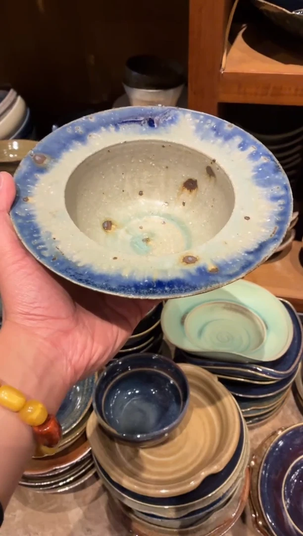 瓷片全量 8寸苏打蓝草帽盘