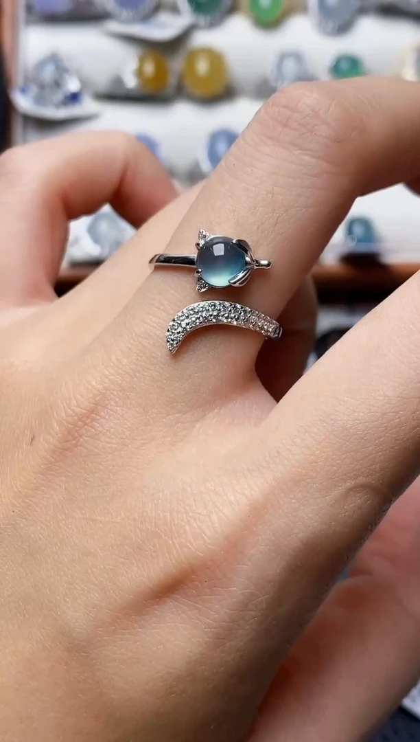 银S925镶嵌戒指翡翠3405