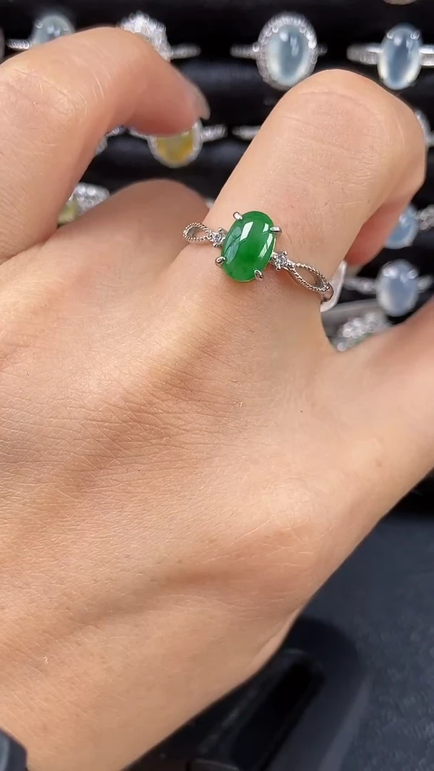 银S925镶嵌戒指翡翠7182