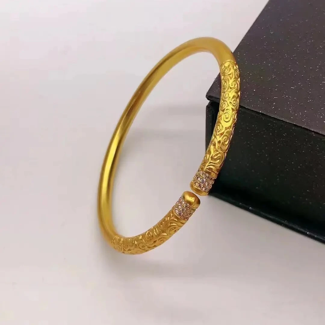 铜合金手镯 祥云手镯古法传承金箍圈开口手镯赠礼盒