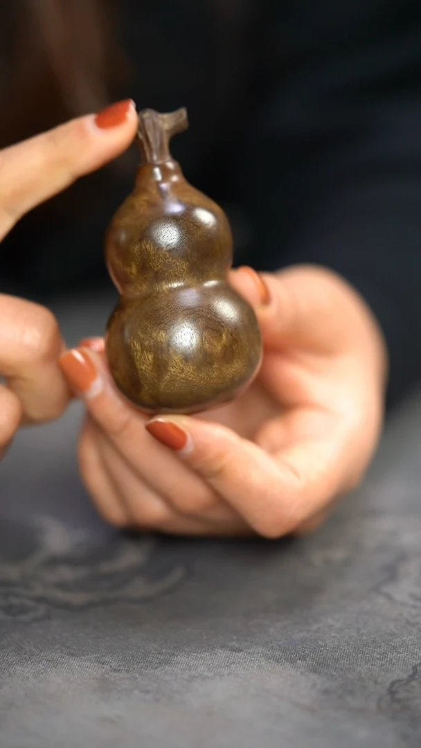 【闪购商品】金丝楠木雕手作金玉满堂葫芦把玩675