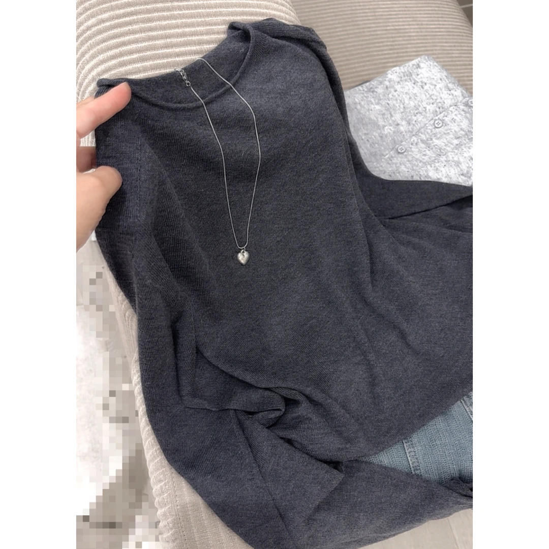 3344【一线成衣卷边针织衫】巨百搭秋季新款女士薄款上衣