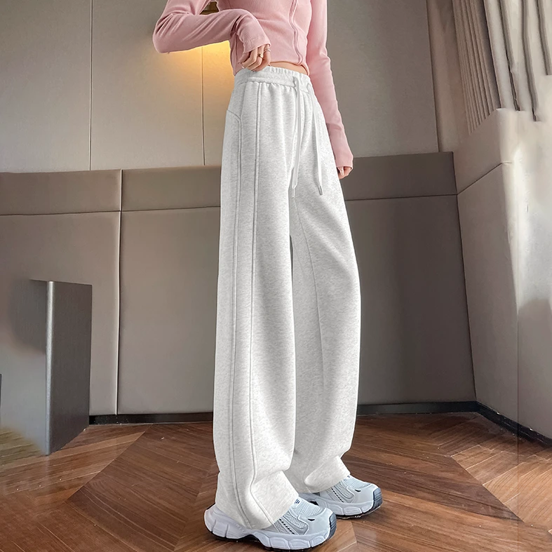窄版香蕉阔腿裤女春秋2025新款爆款卫裤灰色直筒小个子休闲运动裤
