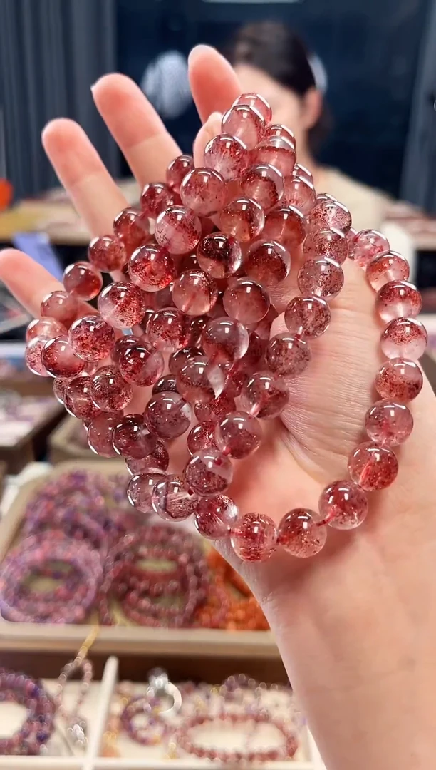 未镶嵌手串水晶金草莓超七单圈手串10mm【多样性发一】