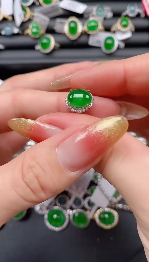 银S925镶嵌戒指翡翠11111