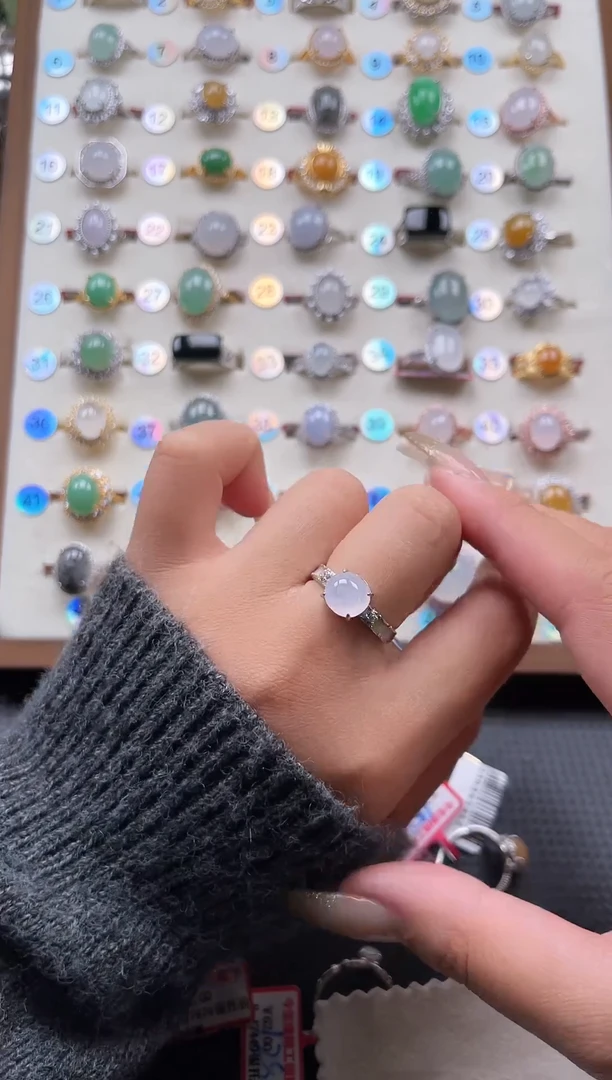 【闪购商品】翡翠戒指银S925镶嵌天然A货翡翠戒指