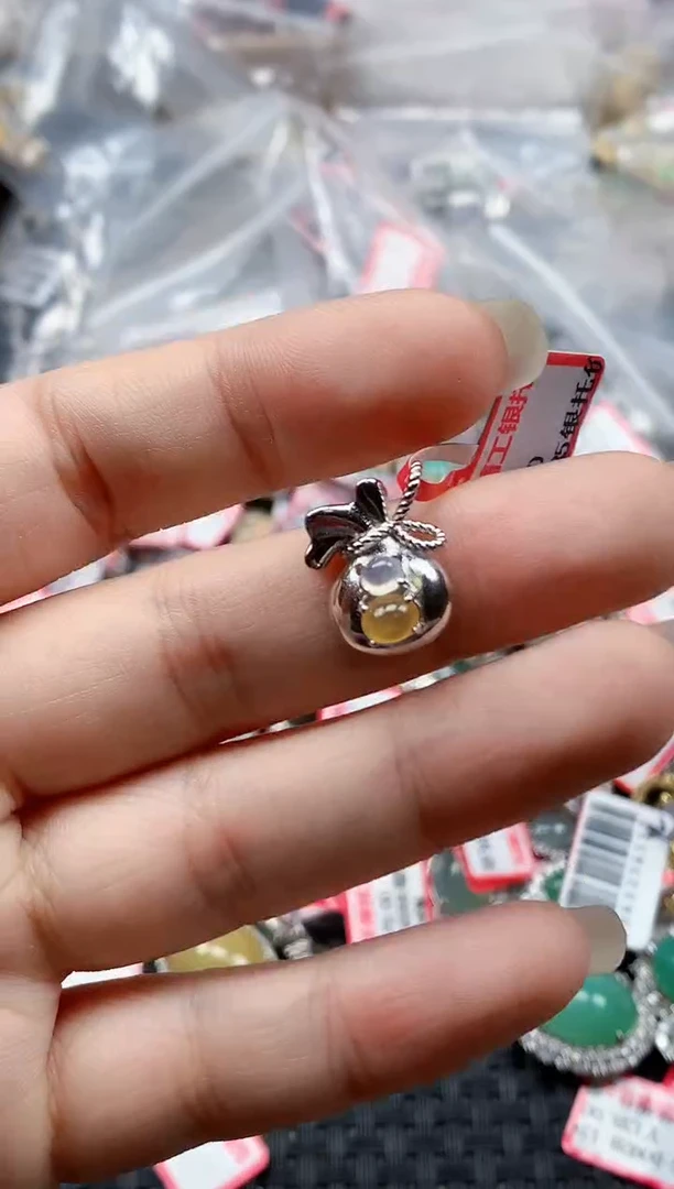 银S925镶嵌戒指翡翠天然A货缅甸翡翠