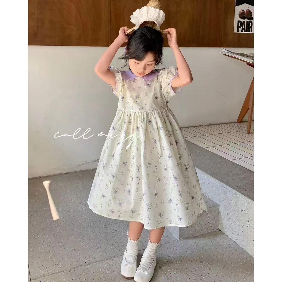 【小慕家】2025夏儿童新款休闲百搭潮流时尚洋气碎花连衣裙10977