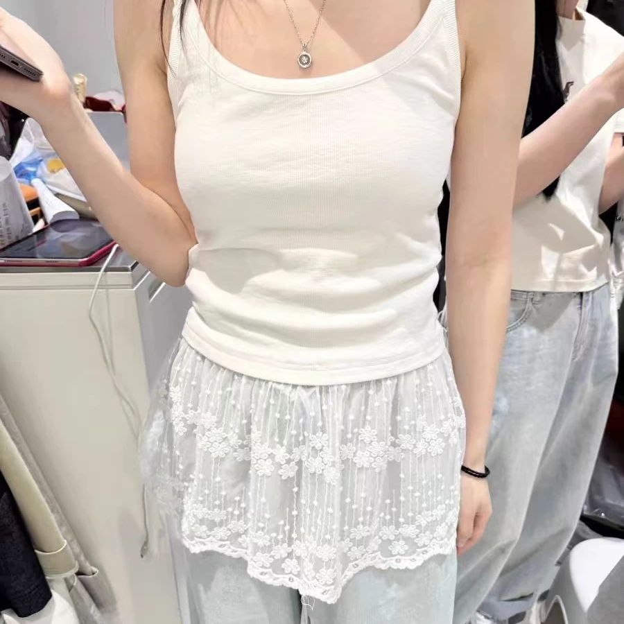 轻奢百搭休闲修身显瘦蕾丝拼接吊带背心打底款网红女