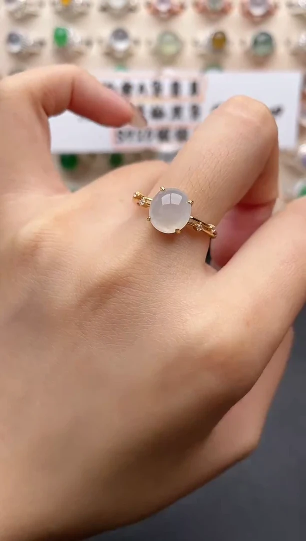 【闪购商品】翡翠戒指银S925镶嵌一物一证一礼盒