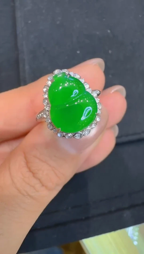 18K金镶嵌戒指翡翠多样性团购发一件