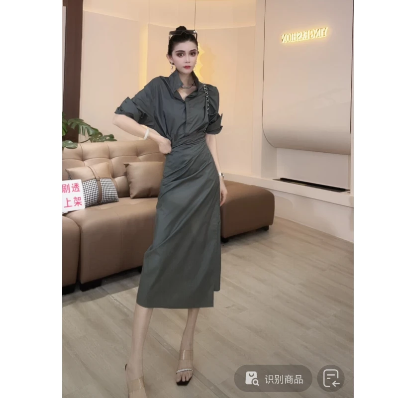 【YING FASHION】莹老板-时尚气质显瘦衬衫连衣裙 8020557