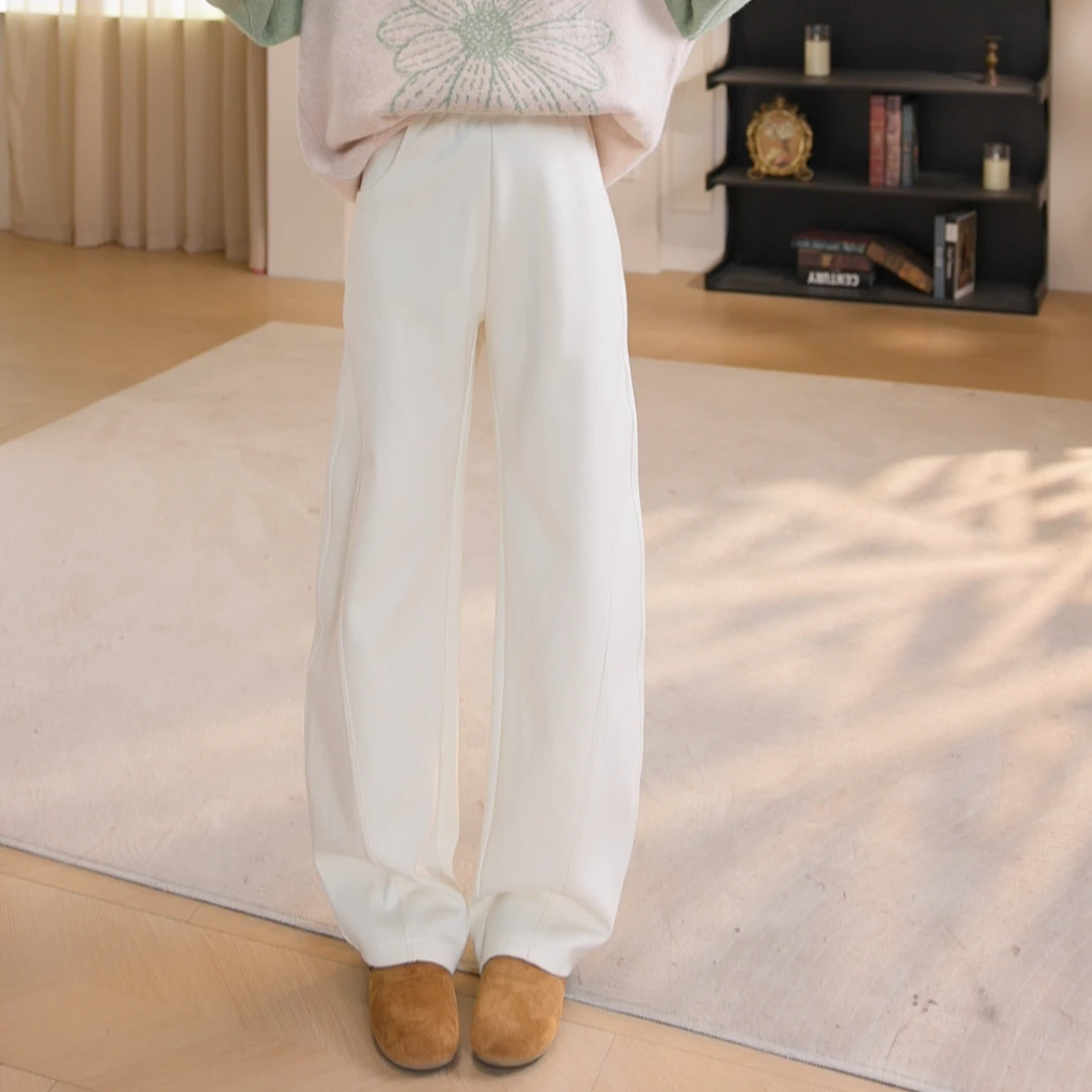 MARDI KNOW系列秋冬季百搭宽松女裤阔腿弯刀裤显瘦运动垂感加厚