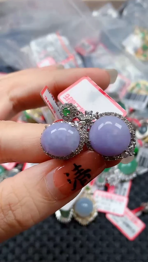 银S925镶嵌戒指翡翠天然A货缅甸翡翠