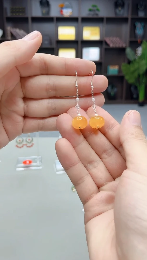 银S925镶嵌耳饰玛瑙/玉髓W06