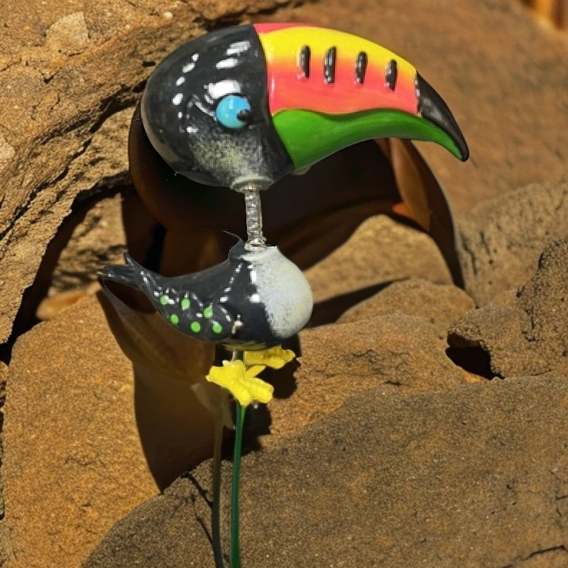 花园装饰摇头鸟花插插件园林环境布置童趣风幼儿