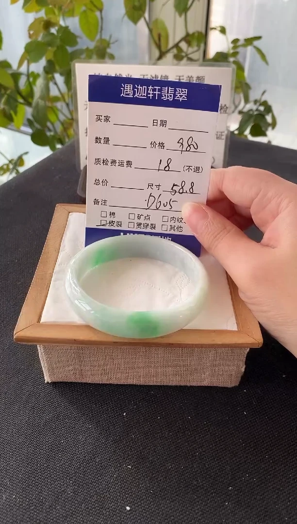 未镶嵌手镯翡翠58.4圈口 D605编码