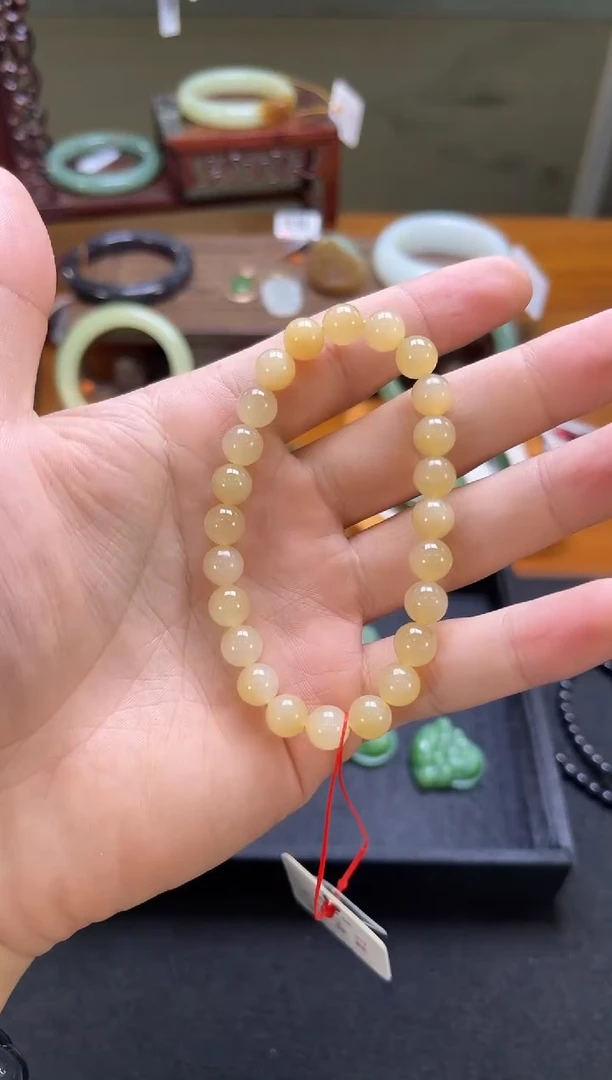 未镶嵌手链和田玉新疆近矿糖卡8圆珠
