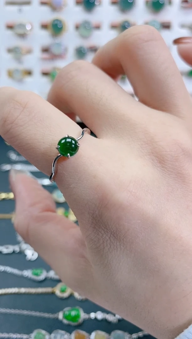 银S925镶嵌戒指翡翠天然翡翠