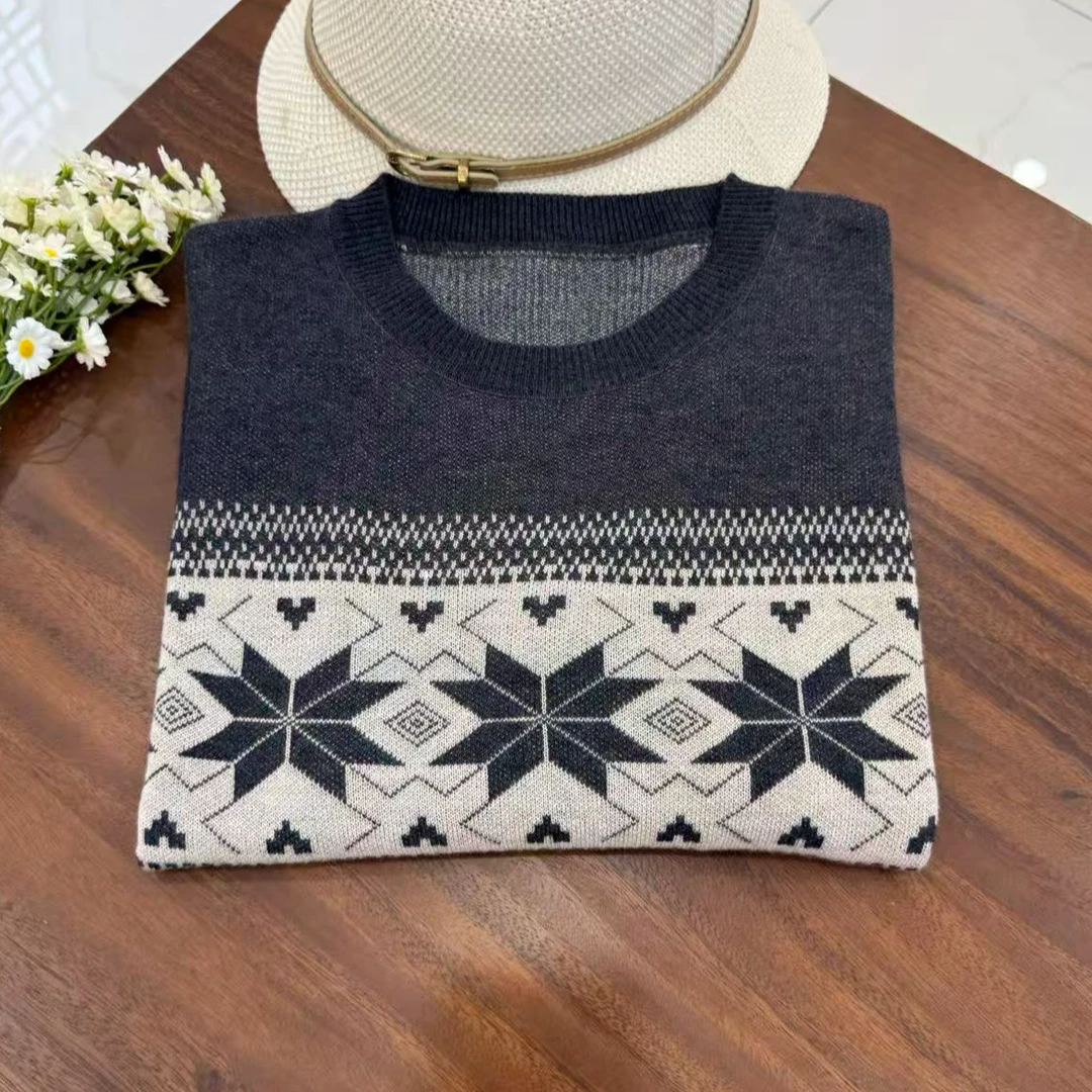 【羊毛桑蚕丝】早秋新款立体纯色宽松百搭针织圆领女打底衫长袖804