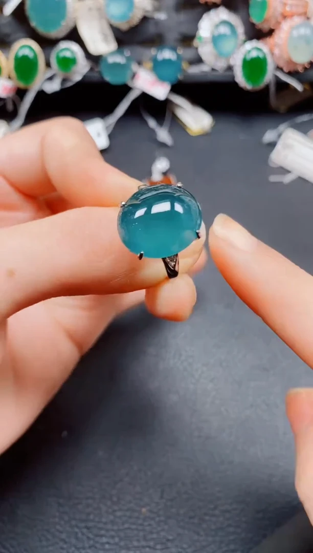 银S925镶嵌戒指翡翠翡翠